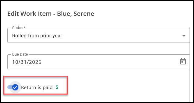 Return is paid toggle